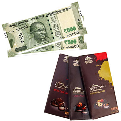 "Cash Rs. 1001 , Cadburys Bourneville chocolate - 3 bars - Click here to View more details about this Product